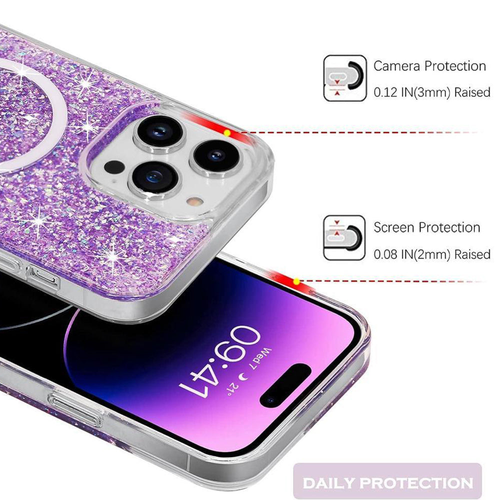 Husa cu sclipici iPhone 11 Pro Max Techsuit Sparkly Glitter MagSafe, bleu