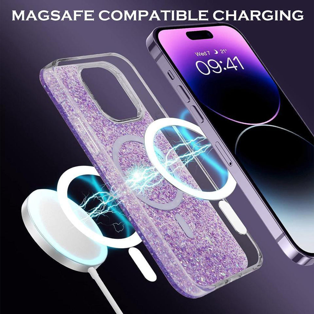 Husa cu sclipici iPhone 11 Pro Max Techsuit Sparkly Glitter MagSafe, bleu