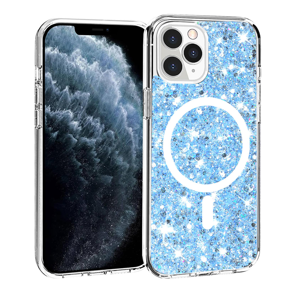 Husa cu sclipici iPhone 11 Pro Max Techsuit Sparkly Glitter MagSafe, bleu