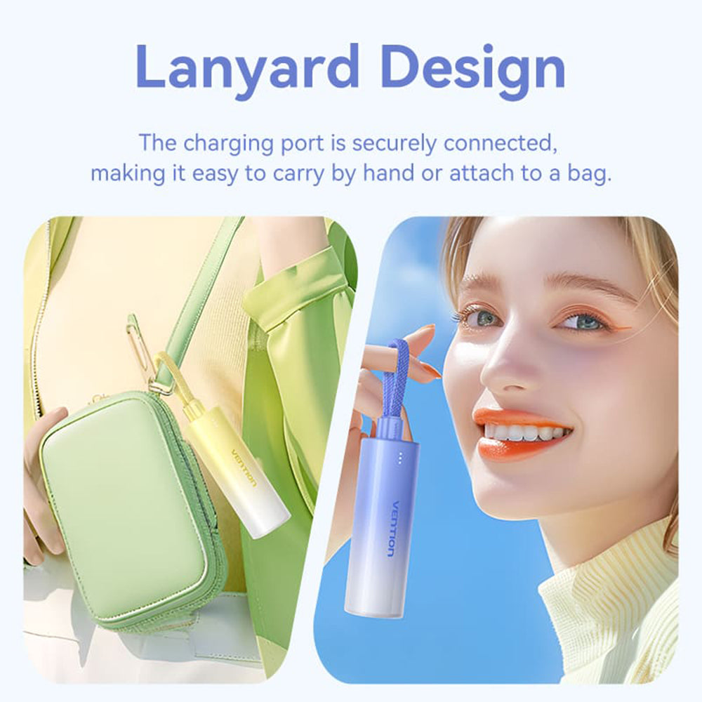 Baterie externa Type-C, Lightning Vention, 5000mAh, roz