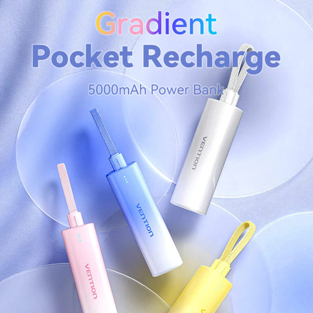 Baterie externa Type-C, Lightning Vention, 5000mAh, roz