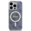 Husa iPhone 16 Pro originala Guess IML 4G MagSafe, albastru