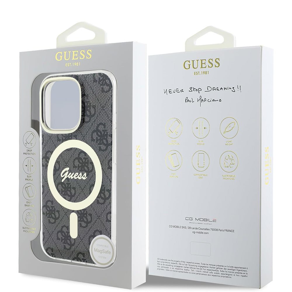 Husa iPhone 16 Pro originala Guess IML 4G MagSafe, negru