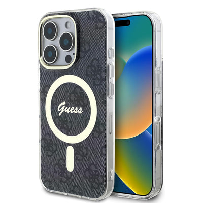 Husa iPhone 16 Pro originala Guess IML 4G MagSafe, negru