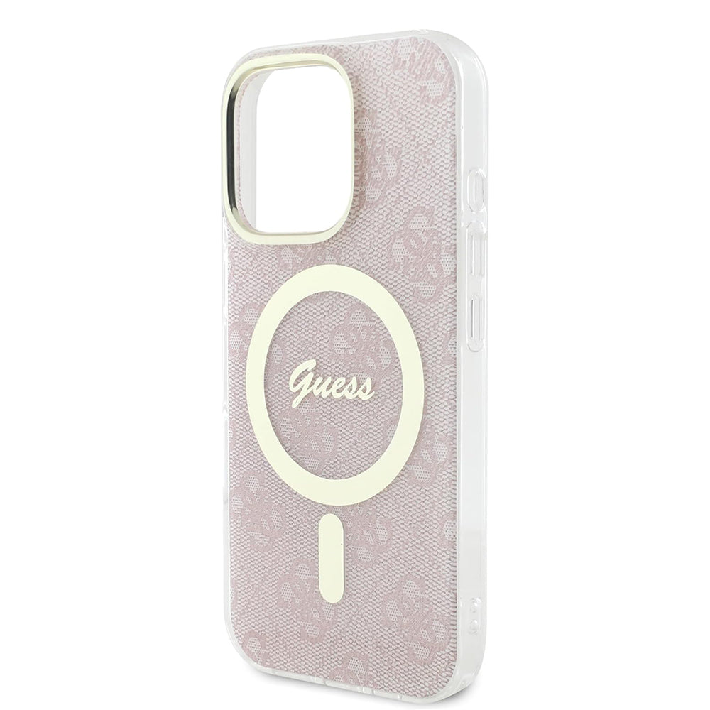 Husa iPhone 16 Pro originala Guess IML 4G MagSafe, roz