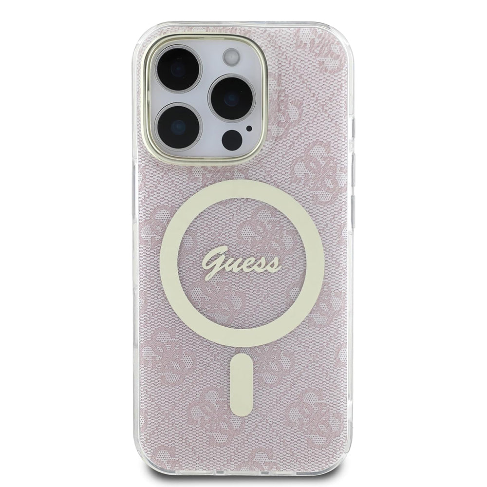 Husa iPhone 16 Pro originala Guess IML 4G MagSafe, roz