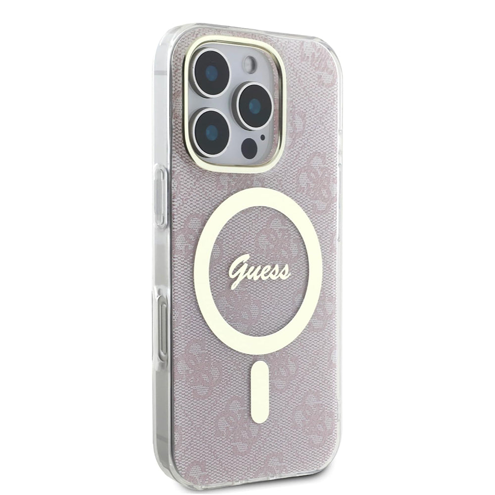 Husa iPhone 16 Pro originala Guess IML 4G MagSafe, roz