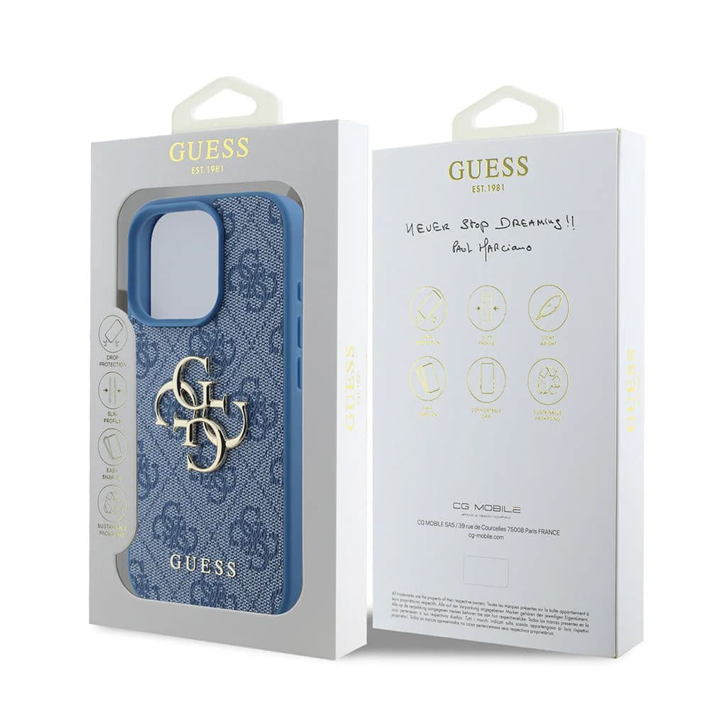 Husa originala Guess iPhone 16 Pro Hardcase 4G Big Logo, albastru