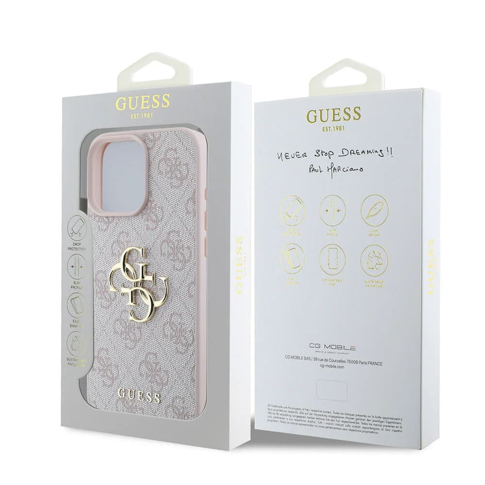 Husa originala Guess iPhone 16 Pro Hardcase 4G Big Logo, roz