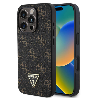 Husa originala Guess iPhone 16 Pro Hardcase 4G Triangle Metal Logo, negru