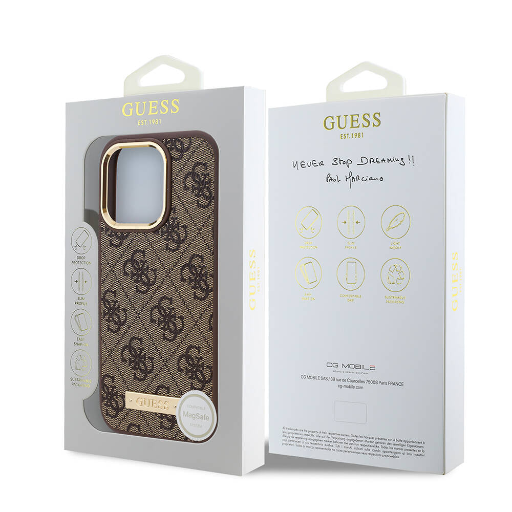 Husa originala Guess iPhone 16 Pro Max Hardcase 4G Logo Plate MagSafe, roz
