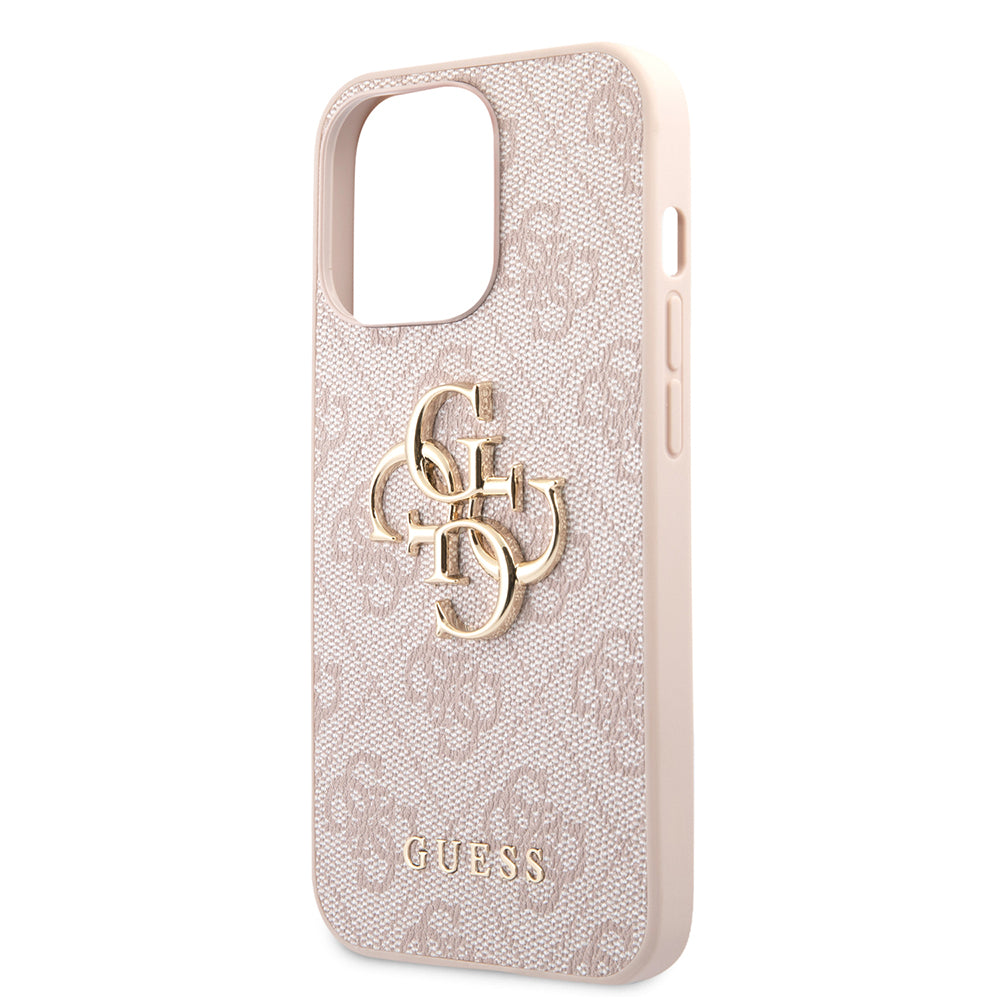 Husa iPhone 13 Pro Guess Leather 4G Metal Logo, roz