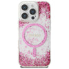 Husa originala Guess iPhone 16 Pro Hardcase Resin Bottom Glitter MagSafe, roz