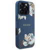Husa iPhone 16 Pro Guess Grained Flowers MagSafe, albastru