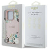 Husa iPhone 16 Pro Guess Grained Flowers MagSafe, roz