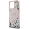 Husa iPhone 16 Pro Guess Grained Flowers MagSafe, roz