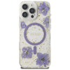 Husa originala Guess iPhone 16 Pro Hardcase Resin Flowers and Glitter MagSafe, mov