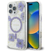 Husa originala Guess iPhone 16 Pro Hardcase Resin Flowers and Glitter MagSafe, mov