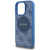 Husa iPhone 16 Pro Guess 4G Circle Classic Logo MagSafe, albastru