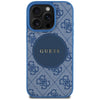 Husa iPhone 16 Pro Guess 4G Circle Classic Logo MagSafe, albastru