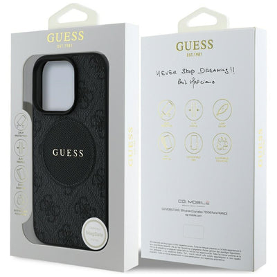 Husa iPhone 16 Pro Guess 4G Circle Classic Logo MagSafe, negru