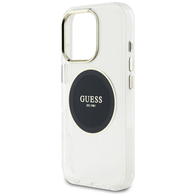 Husa iPhone 16 Pro originala Guess IML Metal Colored Circle MagSafe, negru