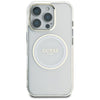 Husa iPhone 16 Pro originala Guess IML Metal Colored Circle MagSafe, alb