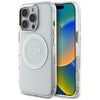 Husa iPhone 16 Pro originala Guess IML Metal Colored Circle MagSafe, alb