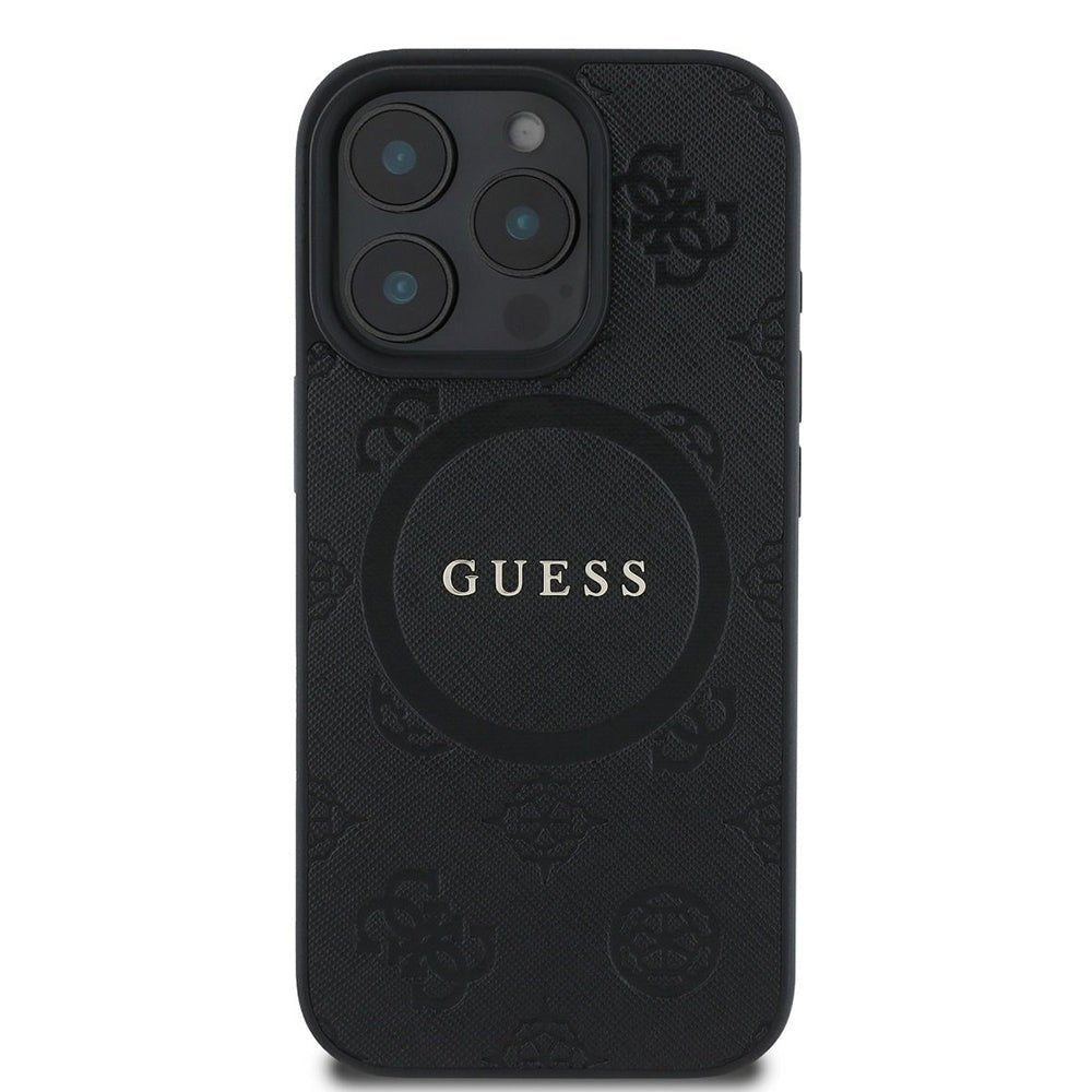 Husa Guess iPhone 16 Pro Max Saffiano Peony Classic Logo MagSafe , negru - Skin Mobile