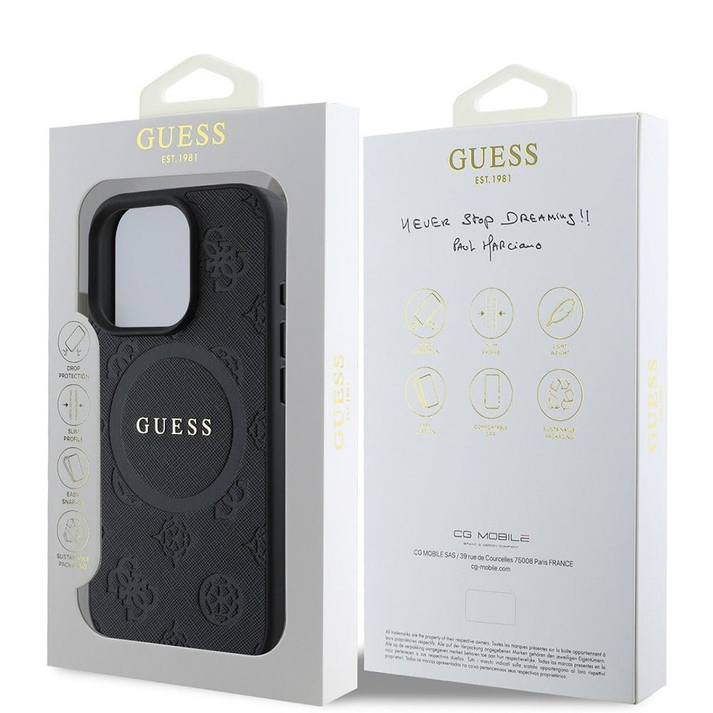 Husa Guess iPhone 16 Pro Max Saffiano Peony Classic Logo MagSafe , negru - Skin Mobile