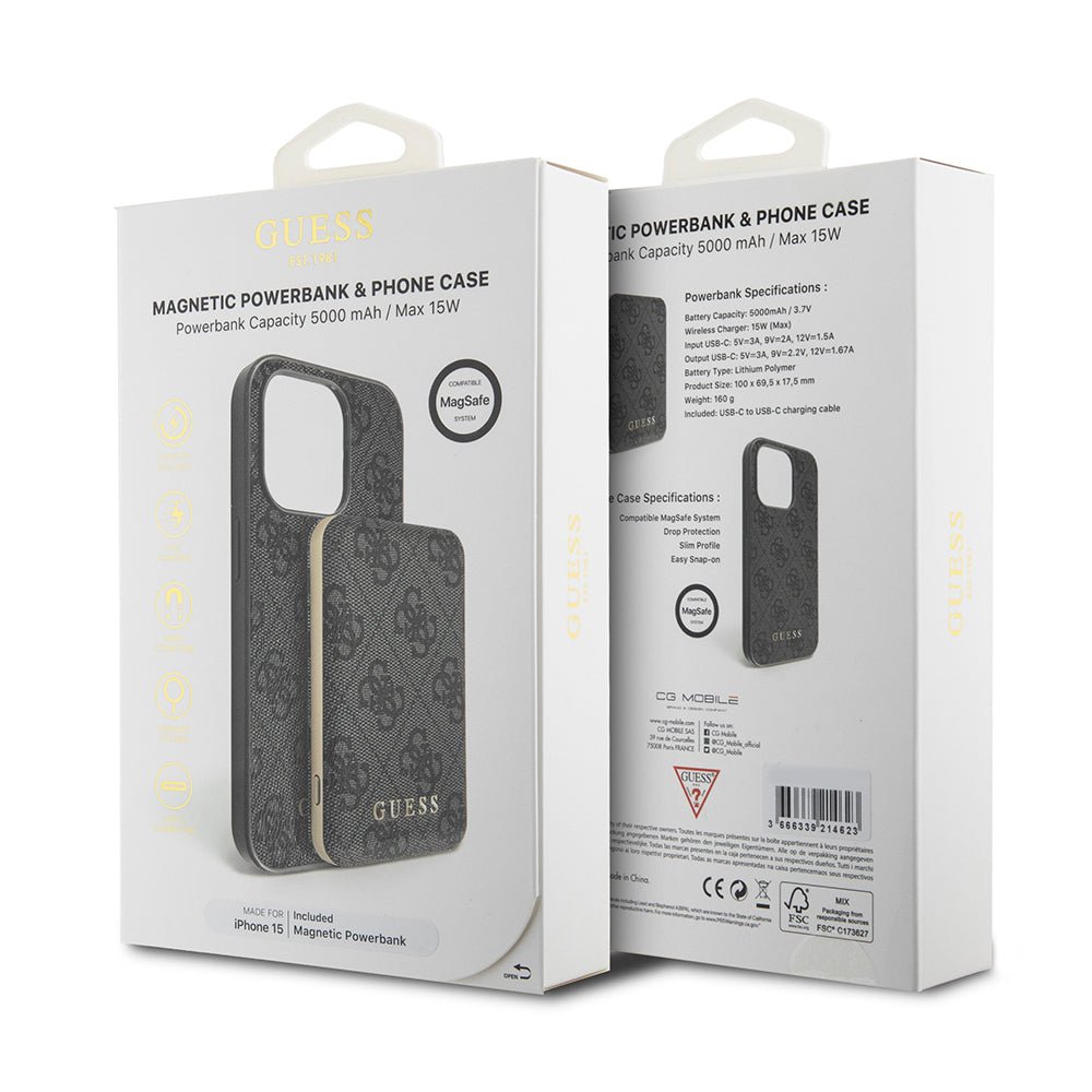 Husa iPhone 15 Guess Hardcase Powerbank MagSafe, negru - Skin Mobile