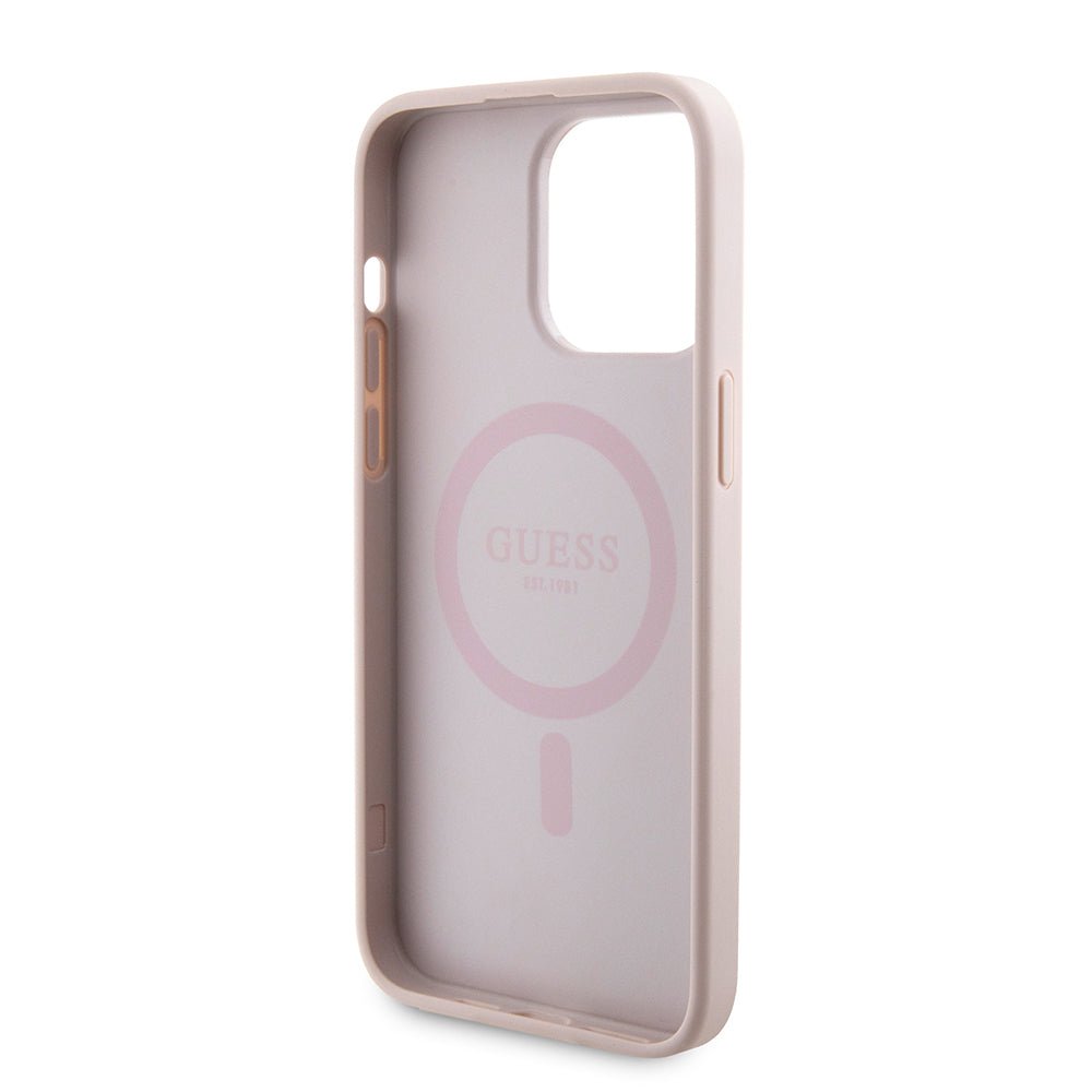 Husa iPhone 15 Pro Max Guess Hardcase Powerbank MagSafe, roz - Skin Mobile