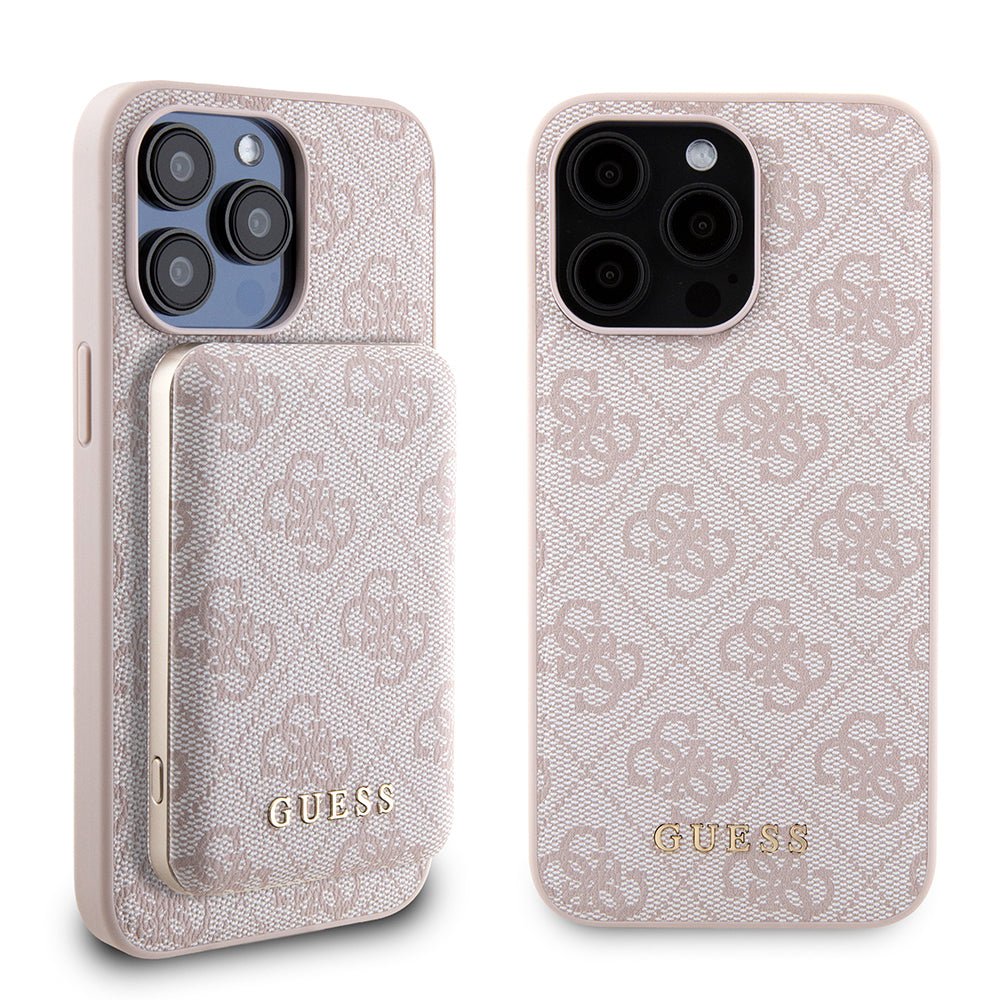 Husa iPhone 15 Pro Max Guess Hardcase Powerbank MagSafe, roz - Skin Mobile